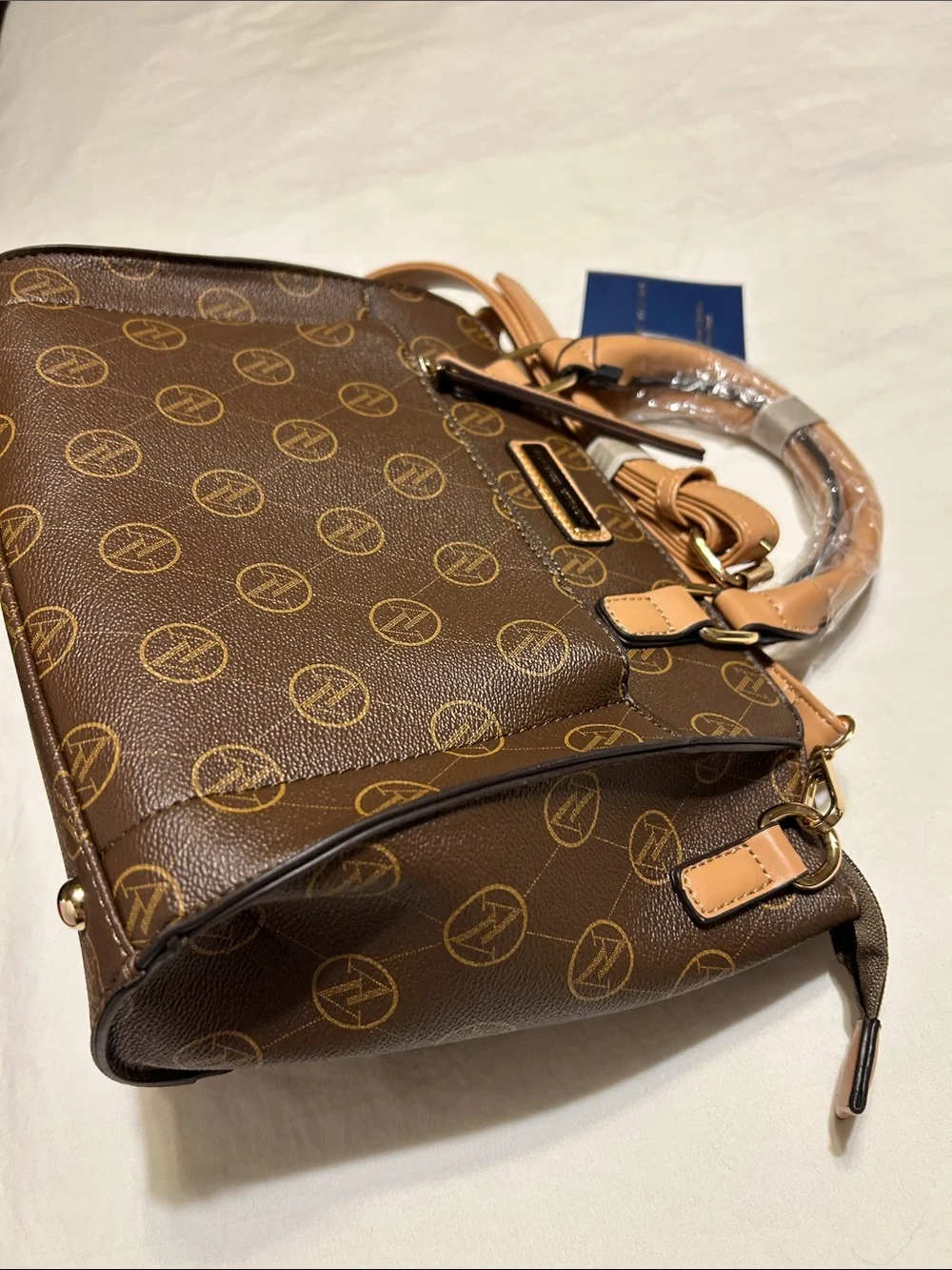 Adrienne Vittadini Brown & Tan Logo Satchel